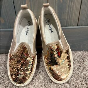 Cat & Jack Gold Sequin Slip-On Shoes